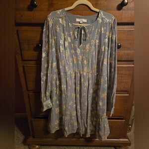 Loft Shimmer Gold Star Tiered Mini Dress  SZ XL